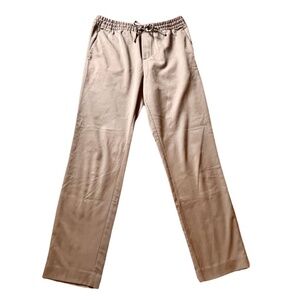 H&M Women's Taupe Slim Fit Casual Pants Slacks Beige Tan Drawstring Lightweight